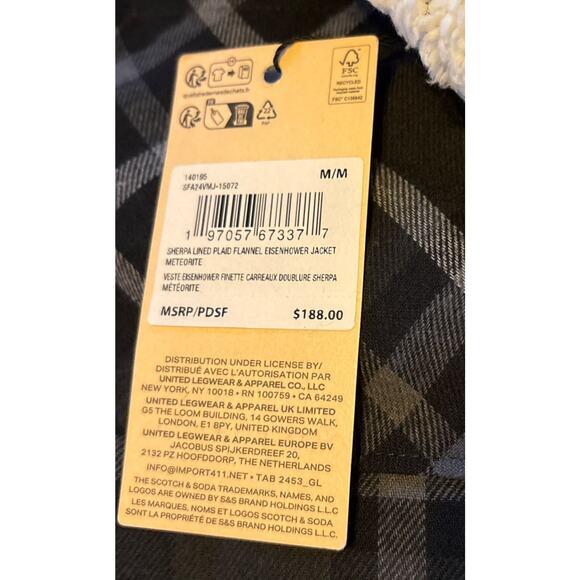 NWT Scotch & Soda Mens Medium Sherpa-Lined Plaid Jacket Double Chest Pocket - Picture 13 of 15